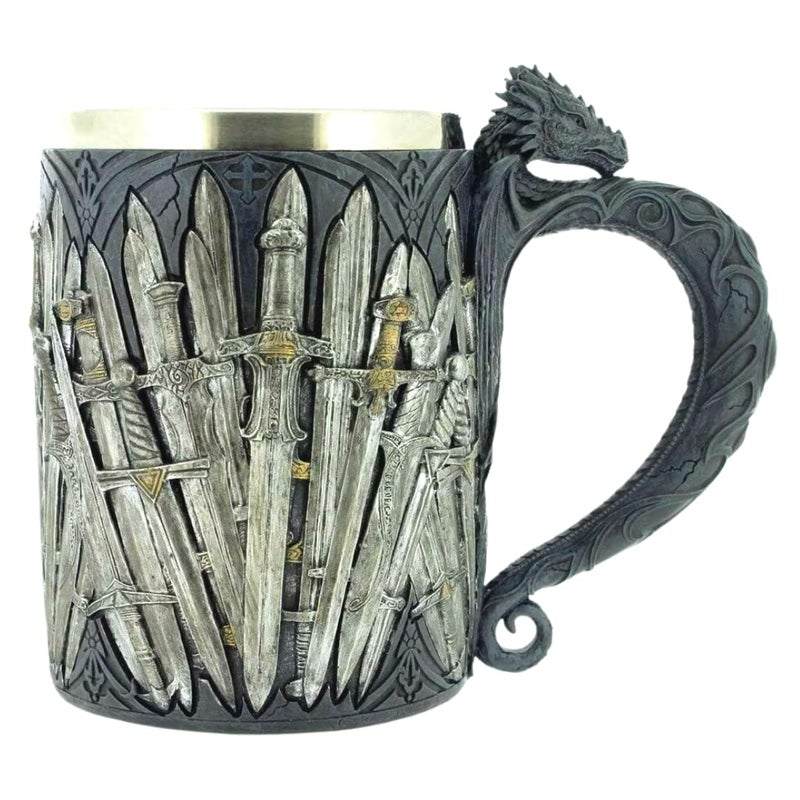 Pacific Giftware باستيفيك جيفتوير ليجندز أوف ذا سووردز جيم أوف سوورد ثرونز دراجون ماغ تانكارد 13oz - Image 2